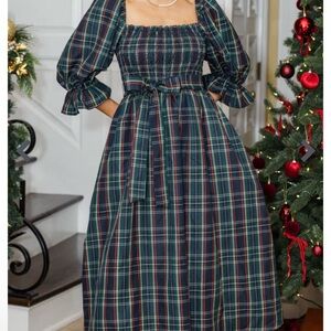 Shop The Mint All I Want Navy Tartan Plaid Midi Dress L